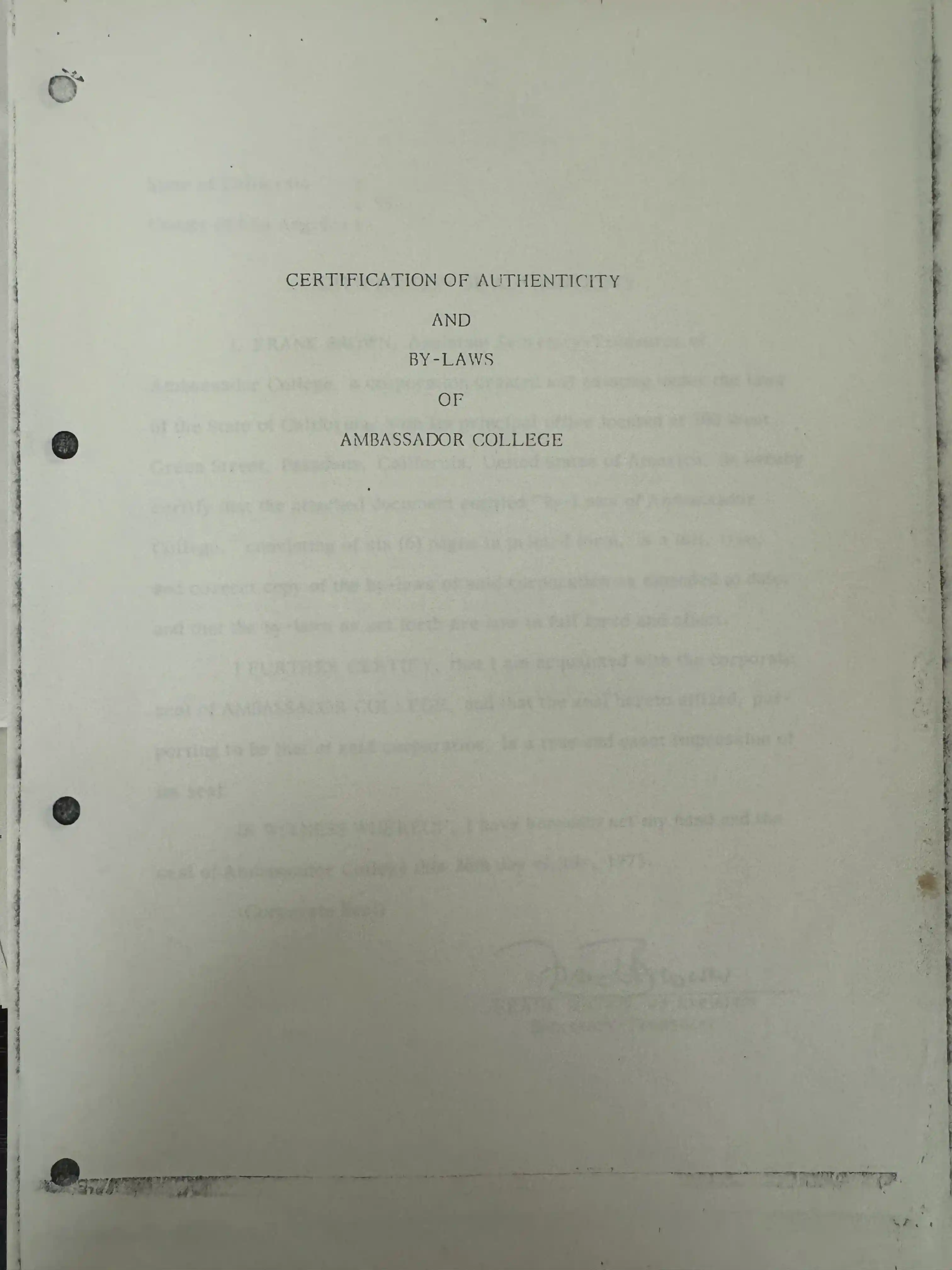Cover for Cert of AC Bylaws